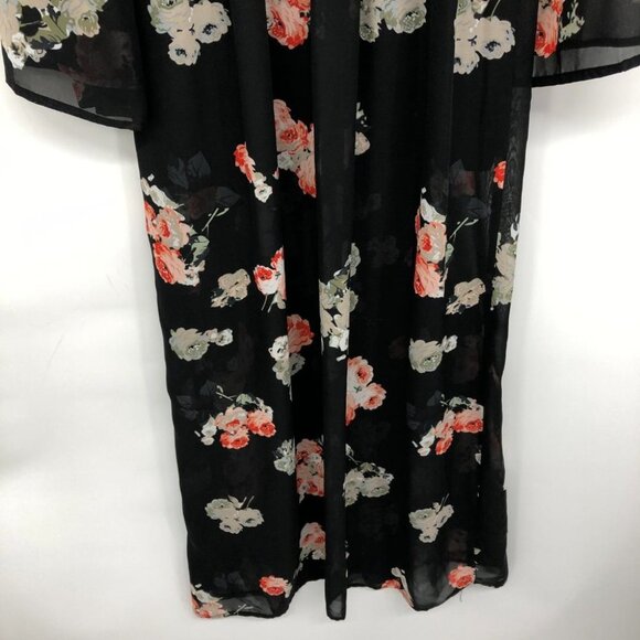 MINKPINK Black Floral V-Neck Long Sheer Sleeve Maxi Dress size XS - Picture 12 of 14